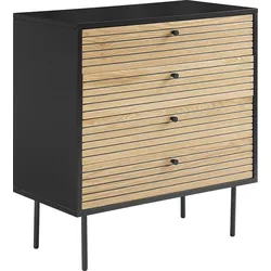 Kommode SALESFEVER, beige (natur), B:80cm H:85cm T:40cm, MDF, Furnier, Metall, Sideboards, Schubladenkommode, im Scandi Design