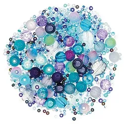 Glasperlenmix "Meer", blau-lila, 2–15 mm, 45 g