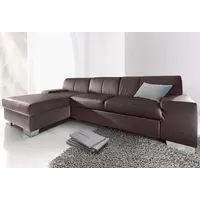 Ecksofa DOMO COLLECTION "Star L-Form" Sofas Gr. B/H/T: 248cm x 74cm x 150cm, Kunstleder SOFTLUX, Recamiere links, ohne Bettfunktion, braun (dunkelbraun) wahlweise mit Bettfunktion