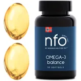 NFO OMEGA 3 BALANCE [90 Mini Kapseln] Fischöl Kapseln mit 180 mg EPA und 120 mg DHA als TG & Vitamin E, Fischöl Omega 3 Kapseln hochdosiert, Omega 3 Öl Komplex hochdosiert, Aus Finnland
