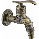 Vintage-Wasserhahn, Wasserhahn aus Zinklegierung mit Drachenschliff, 1/2 Zoll antiker Messing-Wandhahn, Spülbeckenhahn, Waschmaschinenhahn,