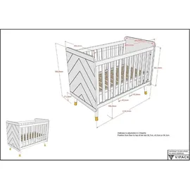 58 aufm Kessel Kamillah Babybett 124x68x96 Weiß