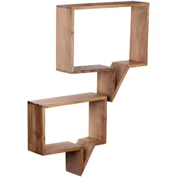 FineBuy 2er Set Wandregale Massivholz Akazie Regal Wand Wandboard Cubes Neu