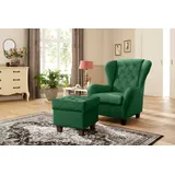 Home Affaire Ohrensessel HOME AFFAIRE "Alexandra", grün (flaschengrün), B:92cm H:103cm T:93cm, Samtvelours (100% Polyester);Struktur fein (100% Polyester), Sessel, Ohrensessel, incl. Hocker, mit Steppung, in vielen Farben