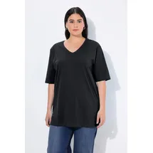 Ulla Popken T-Shirt V-Ausschnitt Relaxed Halbarm schwarz 62/64