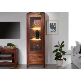 MASSIVMOEBEL24.DE Vitrine Sheesham 60x40x178 walnuss geölt Brooklyn #26