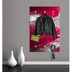 Garderobenleiste QUEENCE "Alaula", rot, B:80cm H:120cm T:3cm, Acrylglas, Garderobenhalter
