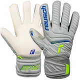 Reusch Torwarthandschuhe Attrakt Grip Finger Junior für alle Spielfeldoberflächen Vapor Gray/Safety Yello, 4,