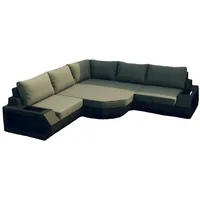 Sofa Dreams Gartenlounge-Set Rattansofa Lounge Couch Ecksofa Rattan Grau Asti L Form kurz, Mit großer Relaxecke und LED-Beleuchtung grau