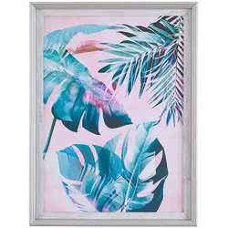 Wandbild mit Rahmen AGENA Blumenmuster 30 x 40 cm Blau