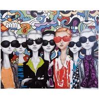 Kare Design Acrybild Sunglasses Bunt, Baumwollleinwand, Wanddekoration, Acrylfarbe, Massivholz Rahmen, handgemalt, Ölgemälde, 120x150x1,5cm