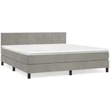 vidaXL Boxspringbett mit Matratze Hellgrau 160x200 cm Samt