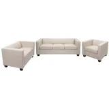 Mendler 3-2-1 Sofagarnitur Couchgarnitur Loungesofa Lille ~ Leder, creme