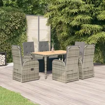 vidaXL Garten-Essgruppe 7-tlg. Grau
