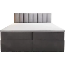 Trada Palermo Boxspringbett 200x200 mit Bettkästen H3 Matratze Grau -