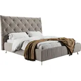 PLACES OF STYLE »Elloree, in 4 Breiten, hinten mit Originalstoff bezogen, auch in Leder«, Kopfteilhöhe 143cm, belastbar bis 280 kg, auch in Überlänge 220cm silberfarben