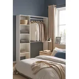 Dmora - Großer Kleiderschrank Makalu, Struktur für begehbaren Kleiderschrank, offener Kleiderbügel, 140 x 40 x 187 cm, Weiß