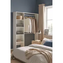 Dmora - Großer Kleiderschrank Makalu, Struktur für begehbaren Kleiderschrank, offener Kleiderbügel, 140 x 40 x 187 cm, Weiß