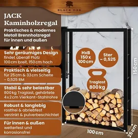 black-oak Kaminholzregal JACK Metall 150 x 100 x 25 cm Schwarz