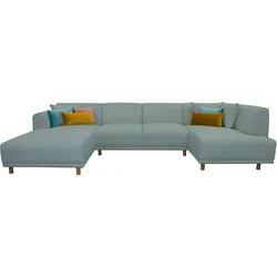 Wohnlandschaft ANDAS "Maroon U-Form", blau (petrol), B:358cm H:82cm T:192cm, Struktur grob ( 100% POLYPROPYLEN, Struktur fein ( 100% Polyester), Struktur (100% Polyester), Sofas, in skandinavischem Design, mit losen Kissen