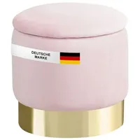 Albatros International Albatros Hocker mit Stauraum Nizza – Sitzhocker mit Stauraum, Modernes Design, Edler Samt-Bezug – Sitztruhe oder Sitzbank mit Stauraum – optimal als Fußhocker oder Hocker Schminktisch, Rosa