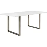 Roller Esstisch - weiß - silber - 180x90 cm Küchentisch Essecke Konsolentisch