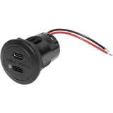 ProCar Power USB-C Doppelsteckdose PD/QC EV mit LED max 2x 30 Watt Belastbarkeit Strom max.=3 A 12 oder 24 V/DC
