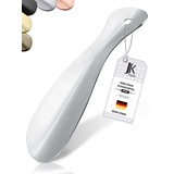 JK Trade® 19cm STABILER Edelstahl Schuhlöffel | 1.5mm polierter Metall Schuhanzieher zum Reisen | Schuhlöffel klein für Unterwegs | optimierte Länge & Breite | Shoe Horn | Business | Aufhängbar