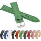 MARCHEL Croco LM-80 Lederarmband 10 mm Grün Krokoprägung Uhrenarmband Krokodilmuster Uhrband Rindsleder