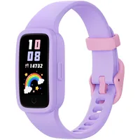 BIGGERFIVE Vigor 3 Kinder Fitness Armband Uhr mit AMOLED Display ohne App & ohne Smartphone, 3ATM wasserdicht, Pulsuhr, Schlaftracker Fitnessuhr, Sportuhr Schrittzähler für Mädchen 5-12 Jahre, Lila