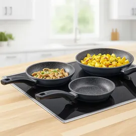 STONELINE Pfannen-Set 3-tlg. 16 cm + 20 cm + 24 cm schwarz Aluguss