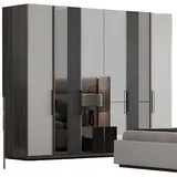 JV Möbel Kleiderschrank mit Spiegel 60 x 267 x 218 cm Grau
