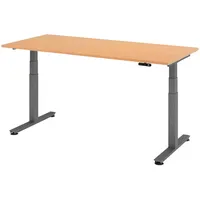 Bümö Schreibtisch, Buche, Graphit, Nachbildung,Buche, Rechteckig, 180x72x80 cm, FSC