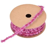 BrightGlow Weihnachten Lametta Girlande Dünn Mini Lametta Girlande Weihnachten Geschenkband Deko Schleifenband Geschenkband Glänzend Dünnes Lametta für Geschenk Weihnachtsbaum 8mm Rosa 1 Yard