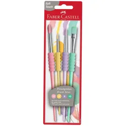 Faber-Castell Pinsel 4er Set Schulpinsel Pastellfarben