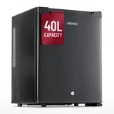 Arebos Mini Kühlschrank 40L | leise Minibar & Getränkekühlschrank | abschließbar mit LED & Temperaturregelung | kompakter Bürokühlschrank ohne Gefrierfach | Schwarz