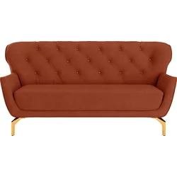 3-Sitzer SIT & MORE "Orient 3", rosa (kupfer), B:183cm H:89cm T:88cm, 100% Polyester, Sofas, inkl. 2 Zierkissen mit Strass-Stein, goldfarbene Metallfüße
