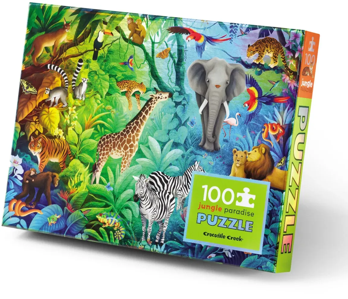 Crocodile Creek Dschungelparadies Puzzle 100 Teile Kinderpuzzle - Karton, 45x60 cm, bunt - Dschungelmotiv, ab 5 Jahre