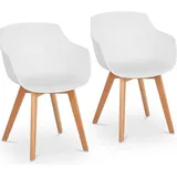 FROMM & STARCK Stuhl 2er Set Lehnstuhl weiß Kunststoff Holzbeine Buche bis 150 kg Designstuhl