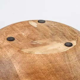 levandeo Schüssel 35cm Mango Holz Creme Perlmutt Emaille Schale Bowl Salatschüssel Deko - Braun