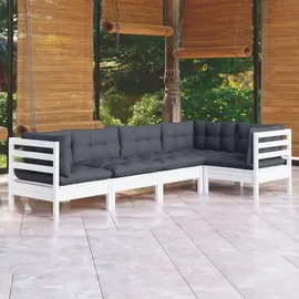 vidaXL Garten-Lounge-Set 5-tlg. weiß Kiefernholz