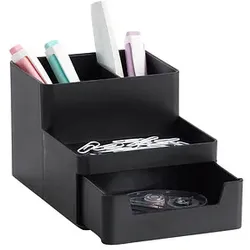 Zeller Schreibtisch-Organizer Utensilien schwarz Kunststoff 4 Fächer 15,3 x 11,2 x 9,3 cm