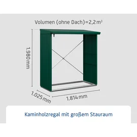 Hörmann Kaminholzregal Trend-V Typ 2 Metall 181 x 103 x 198 cm moosgrün