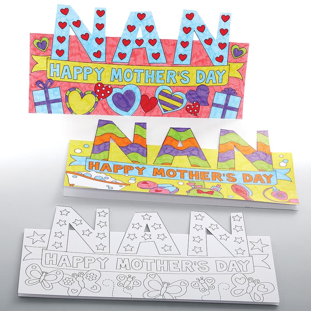 Muttertagskarten 'Nan' zum Einfärben  (Pro Set 10) Muttertag