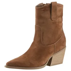 Westernstiefelette ANISTON SHOES, Damen, Gr. 40, braun (cognac), Textil, Veloursleder, modisch, Schuhe, Cowboystiefelette, Schlupfboots in schmaler Form - NEUE KOLLEKTION