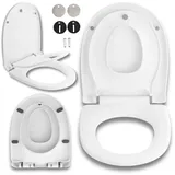 Asato WC Sitz mit Absenkautomatik - Toilettendeckel mit Magnetische Kindersitz O-Form - Toilettensitz Kinder antibakterielle Oberfläche, ONE-CLICK-Schnellverschluss - Verstellbar 5-21cm