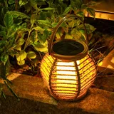 Wasserdichte Solar LED Laterne, Rattan gewebte Solar Laterne Garten Deko, Solarleuchte für Außen, Hochzeit, Geburtstag, Party, Gartendeko, Outdoor, Solarlaterne Solarlampen für Außen (B)