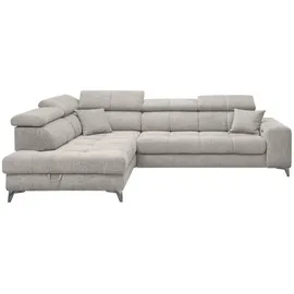 ed exciting design Ecksofa inklusive Sitztiefenverstellung Sydney & grau ¦ Maße (cm): B: 282 H: 105 T: 198.0