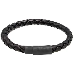 KUZZOI Herren Echtleder Geflochten Magnet Basic 925 Silber 23 
