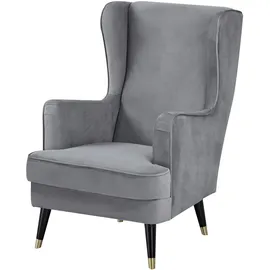 Home Affaire Ohrensessel HOME AFFAIRE "ZILLER, TV-Sessel, frei im Raum stellbar, in Cord und Samtvelours", grau (hellgrau), B:70cm H:105cm T:91cm, Holzgestell, Schaum-Polsterung, Holzbeine und pflegeleichter Bezug, Sessel, Ohrensessel, Holzfüsse mit dekorativen